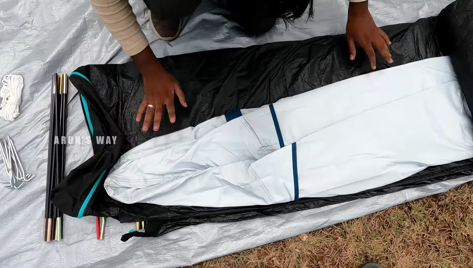 The black base layer and separate rainfly.