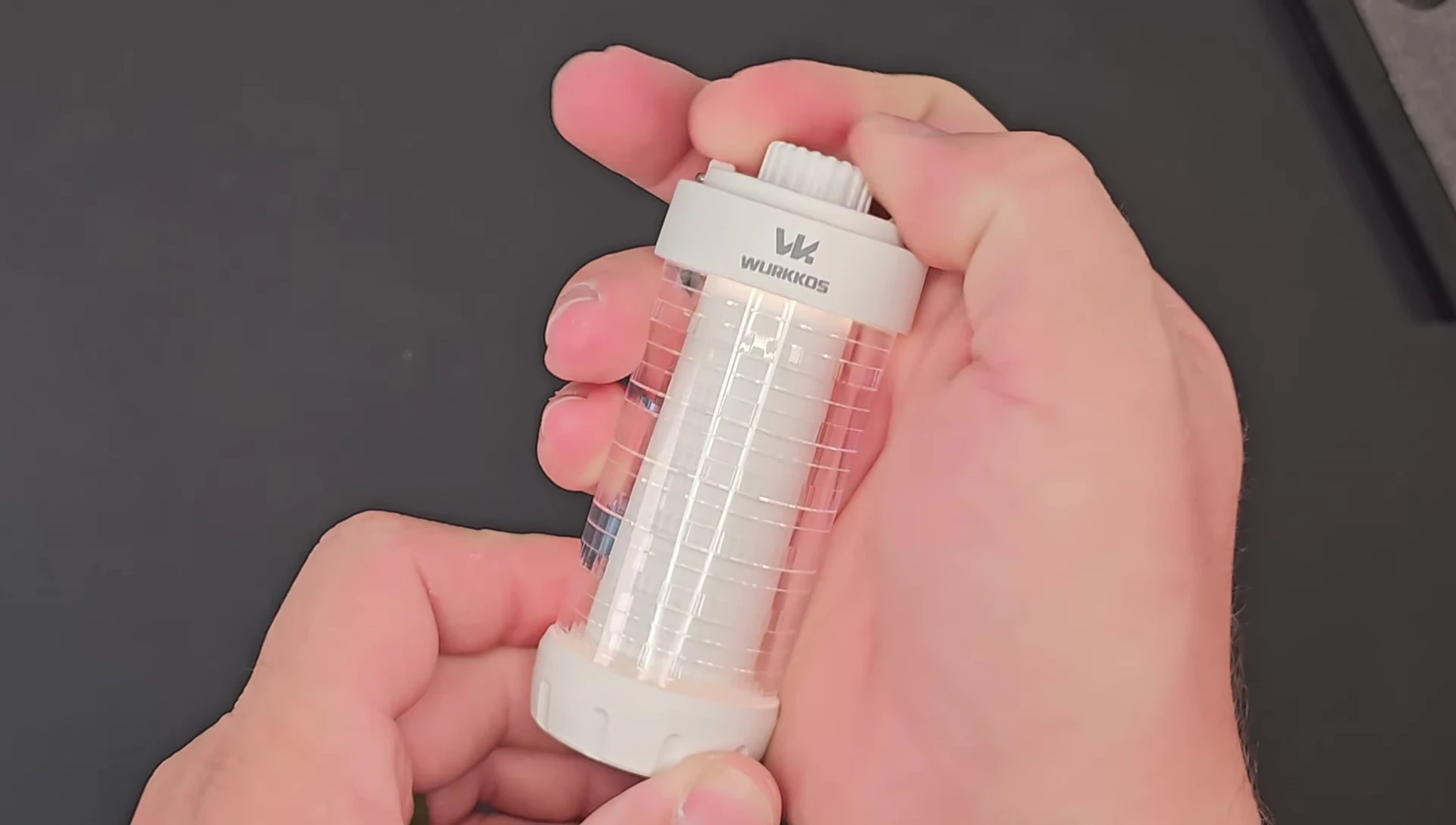 The Wurkkos CL01 lantern showing the color temperature adjustment dial.