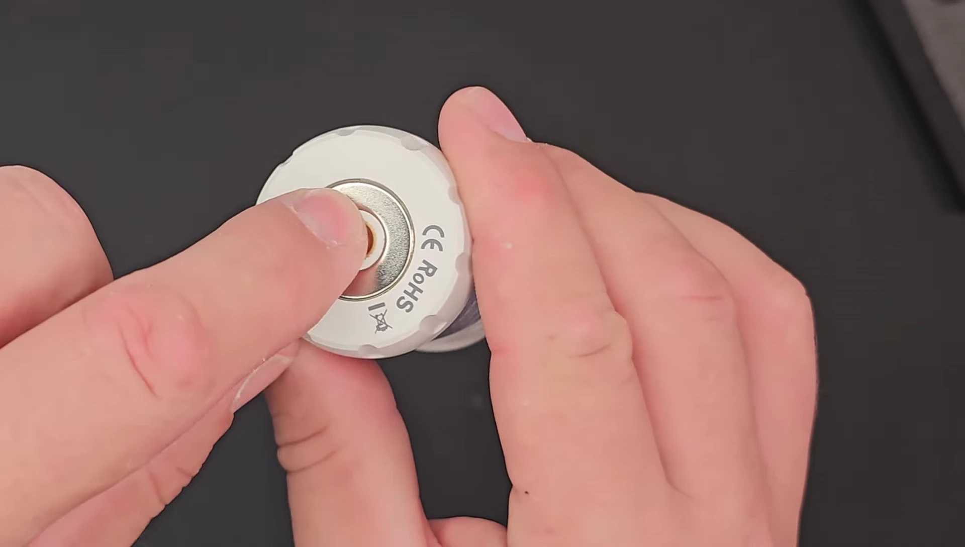 The Wurkkos CL01 lantern showing its powerful magnet.