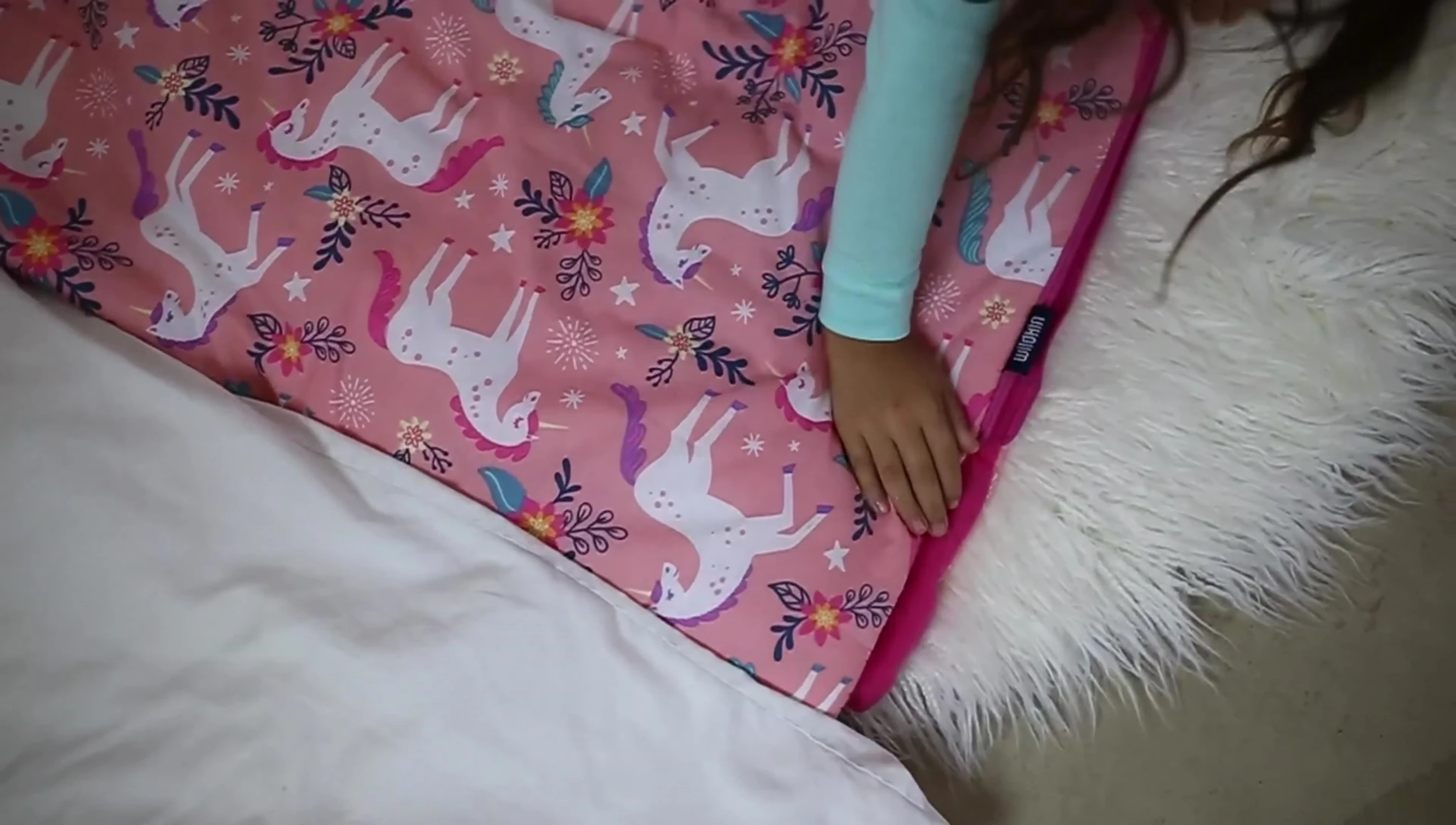 Close up of the sleeping bag's design and texture