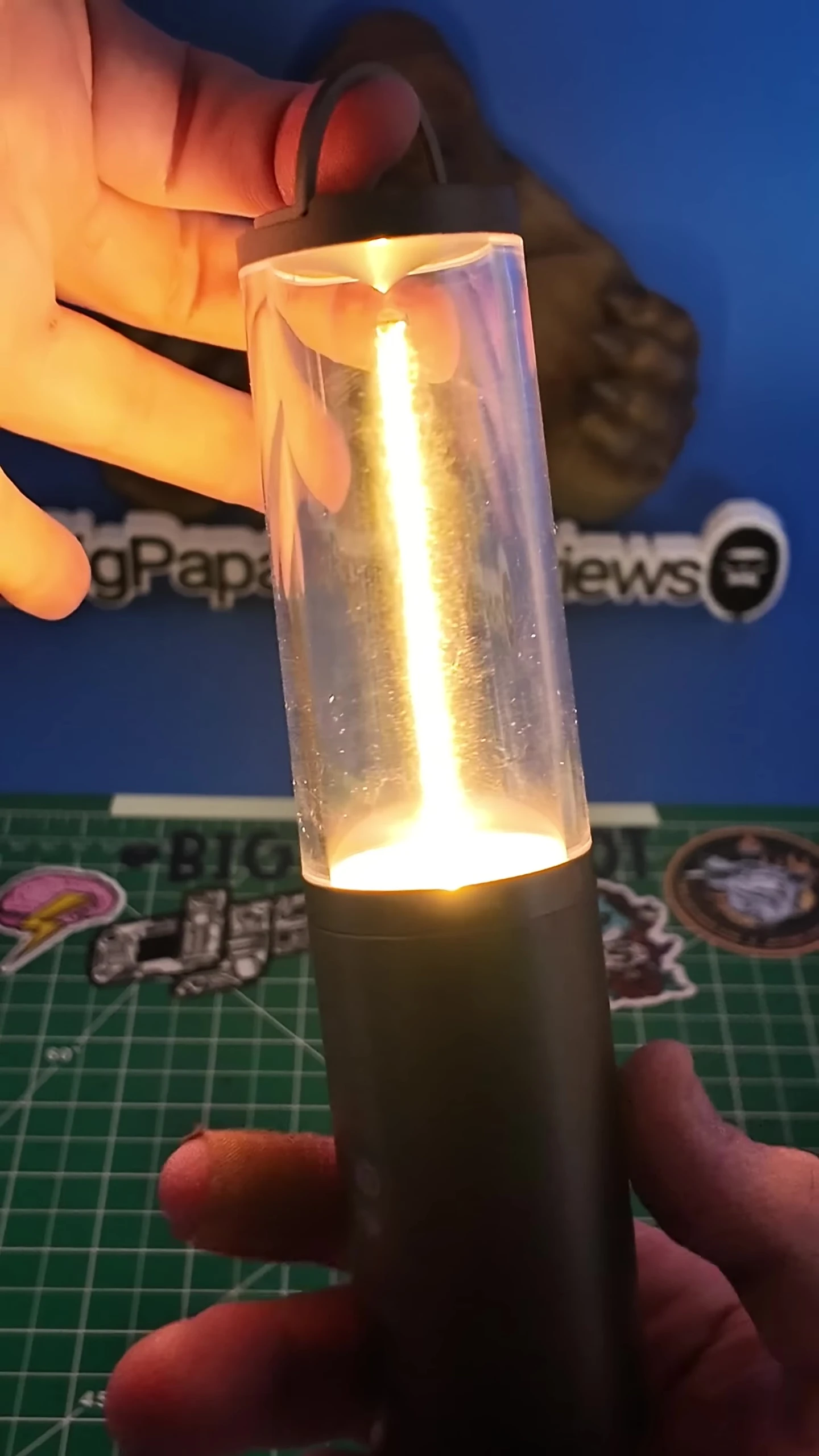 Highlighting the hanging hook on the lantern.