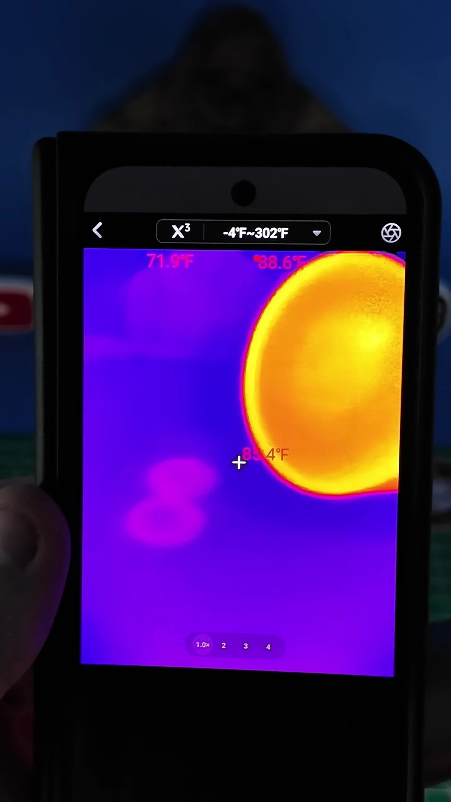 Thermal camera readings of the lantern's spotlight and main body