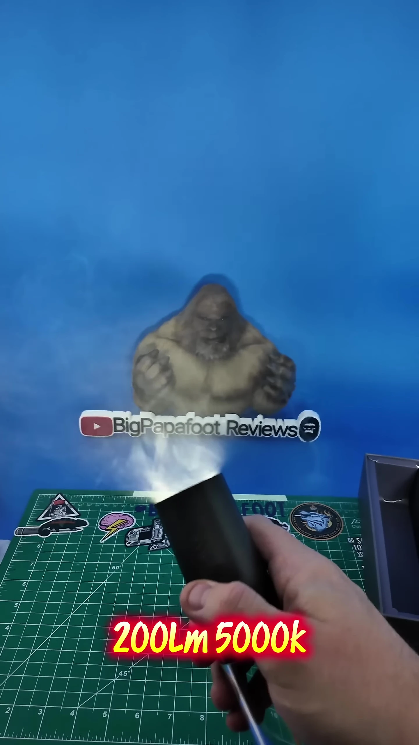 The floodlight beam pattern demonstrated using fog.