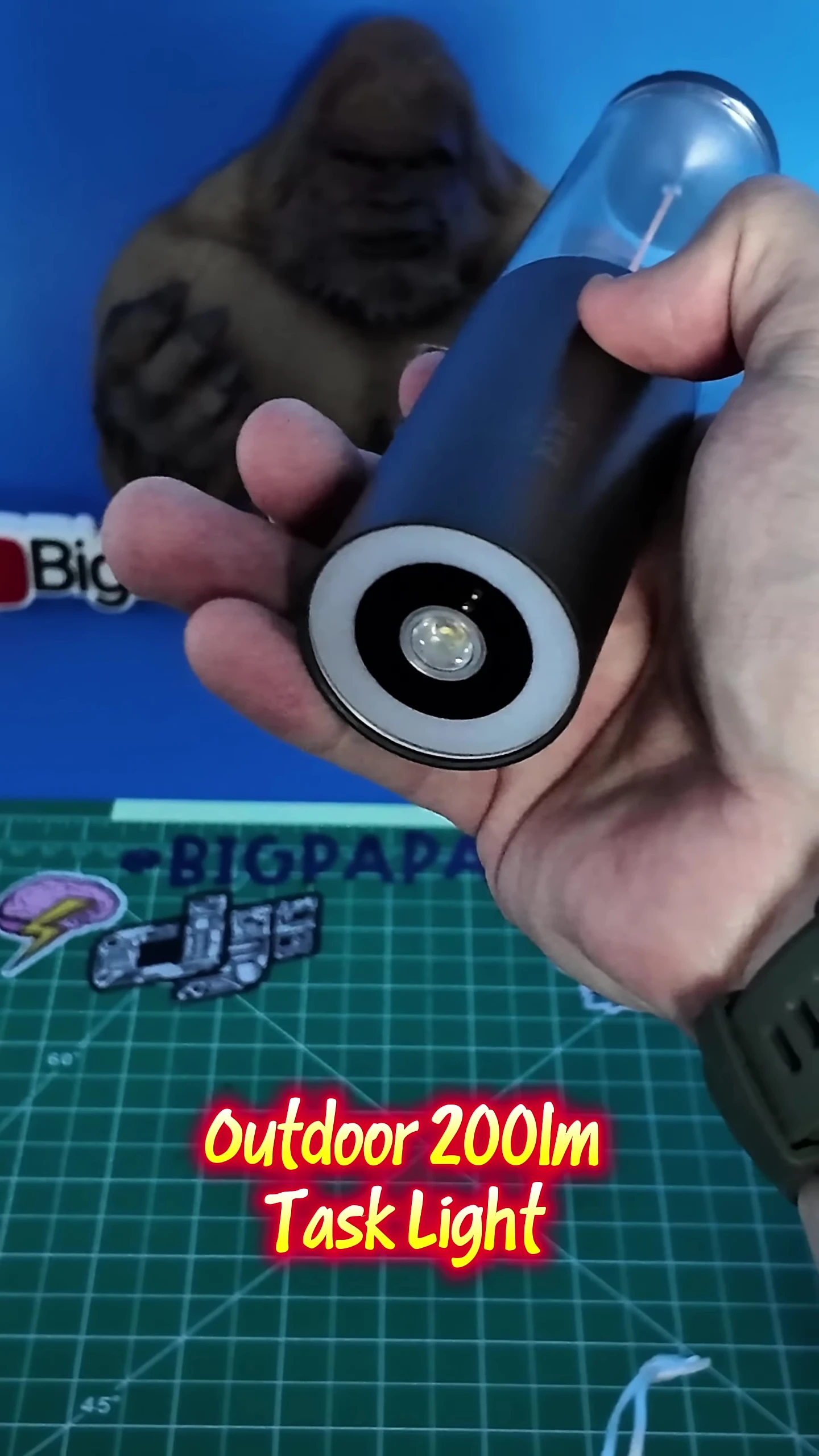 The floodlight mode activated on the lantern.