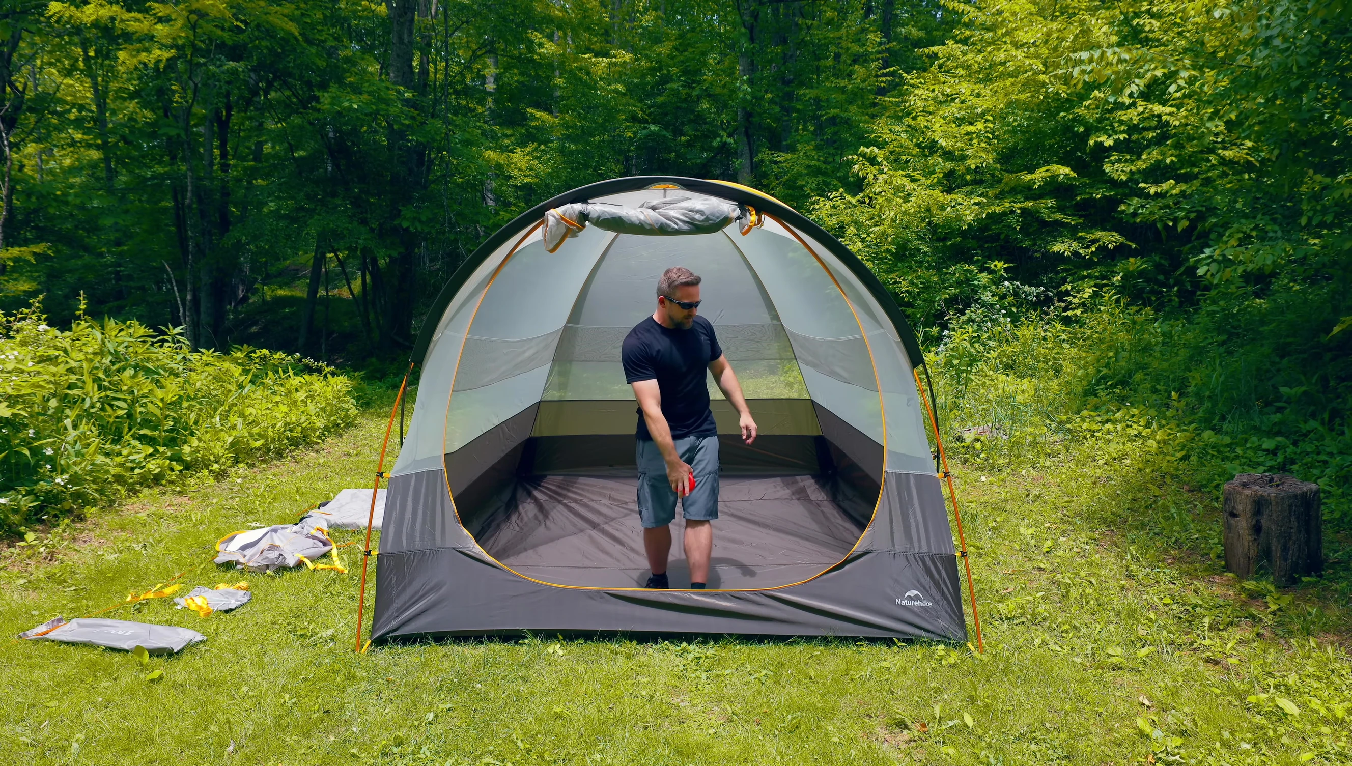 Close up on the inner tent showing pockets and hooks