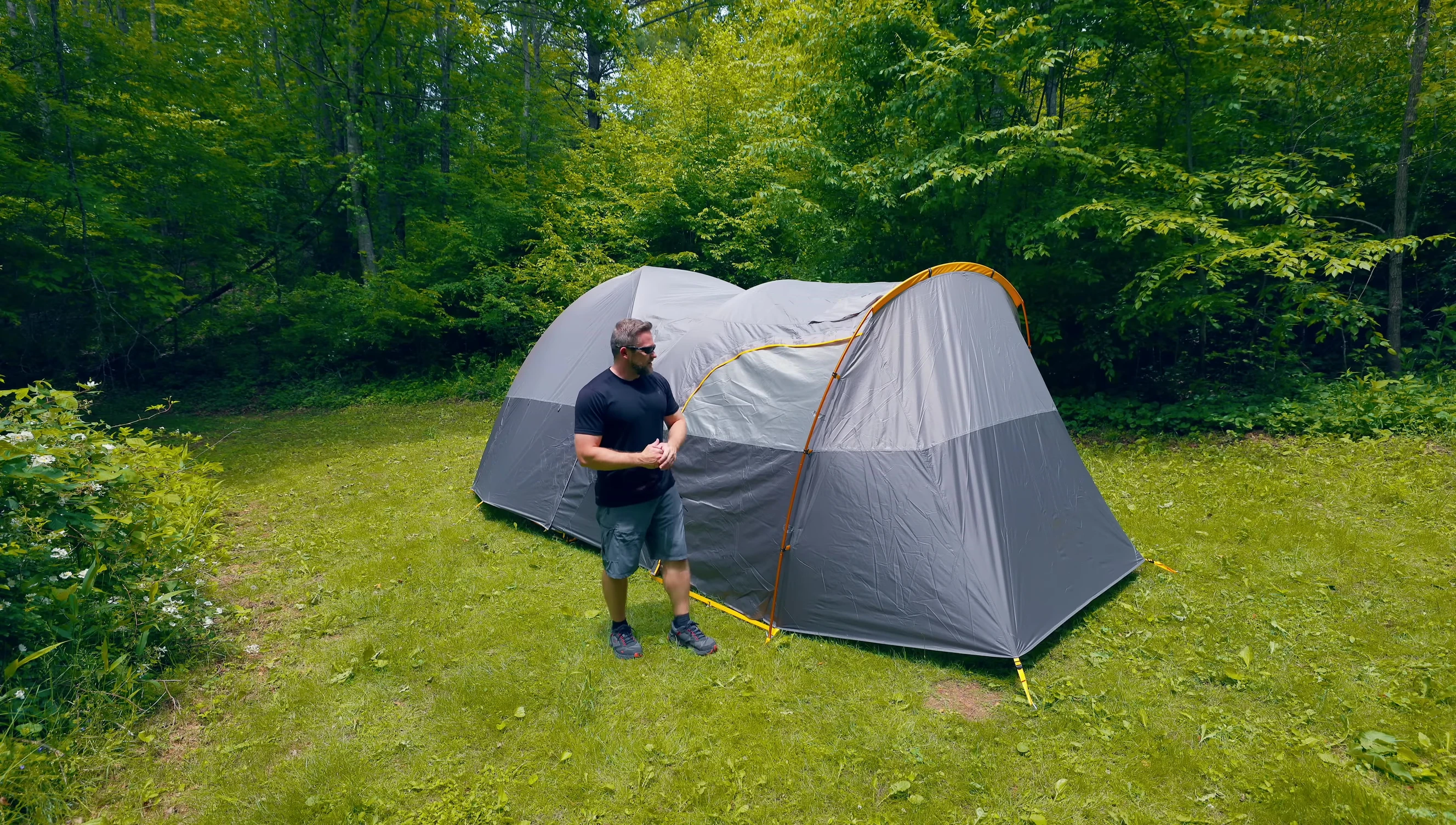 Close-up of one of the tent doors with mesh panel.
