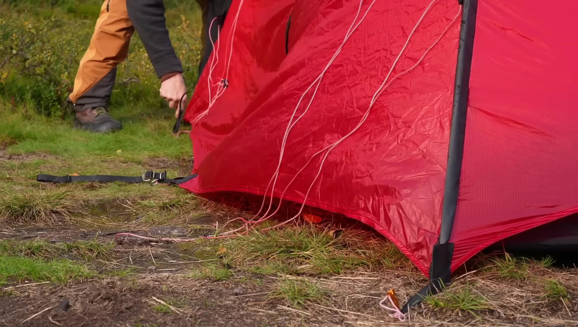 Securing the tent in frozen ground