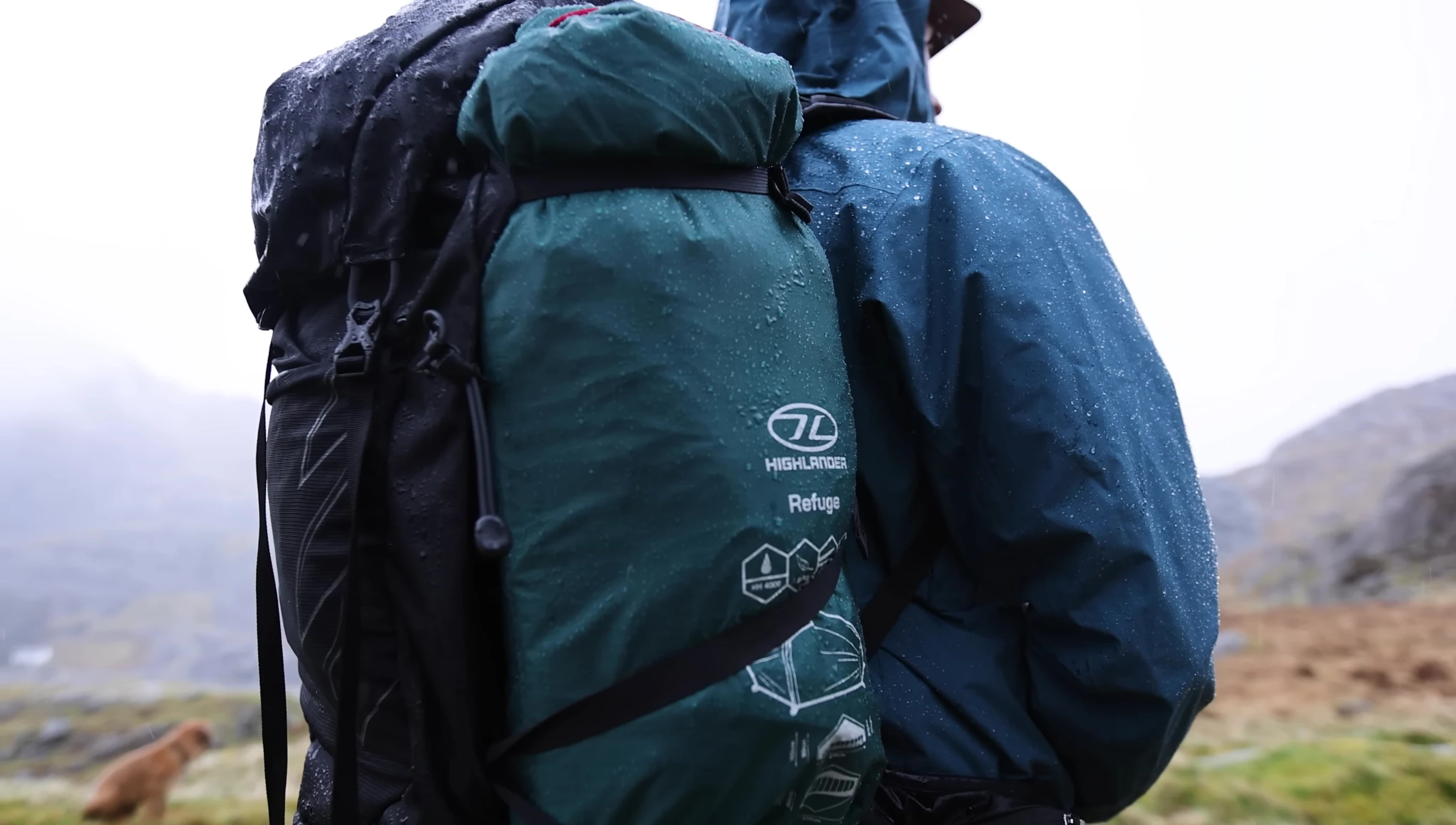 The tent being packed into a backpack, demonstrating its compact size and lightweight nature.
