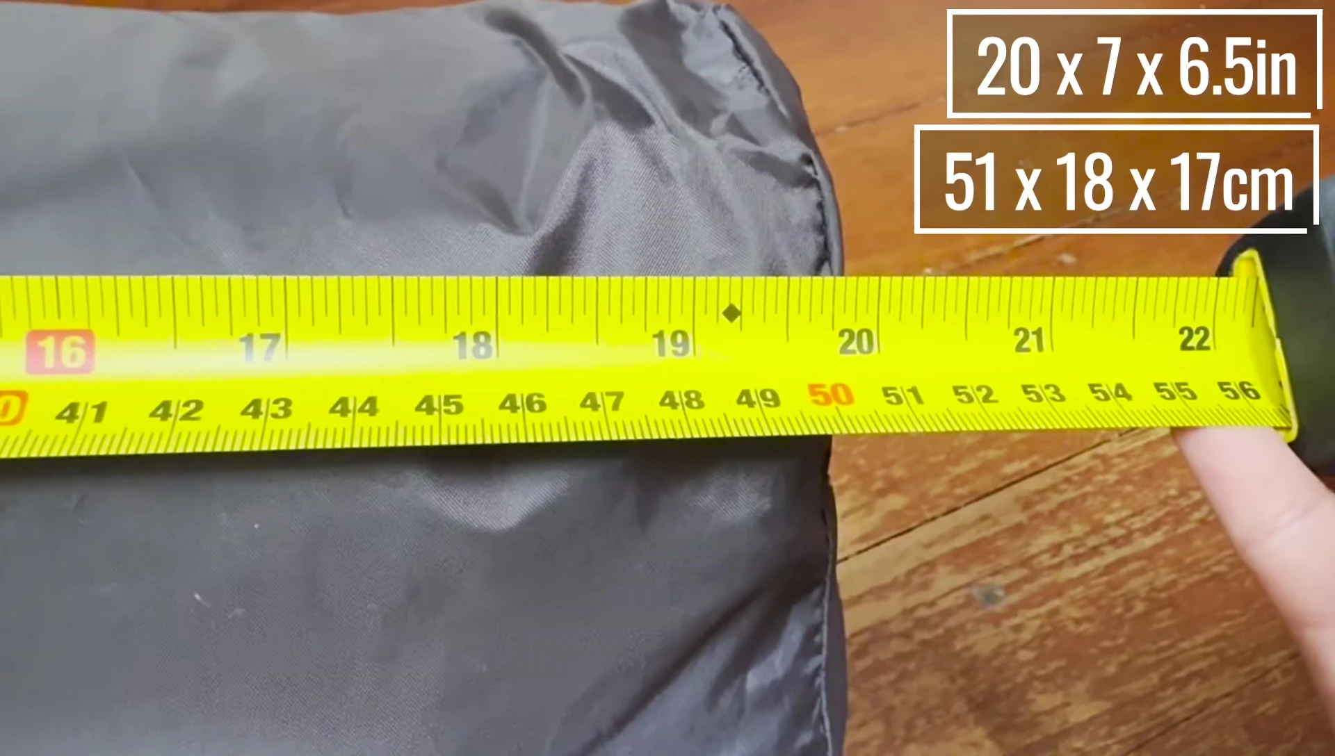 Packed size of the tent