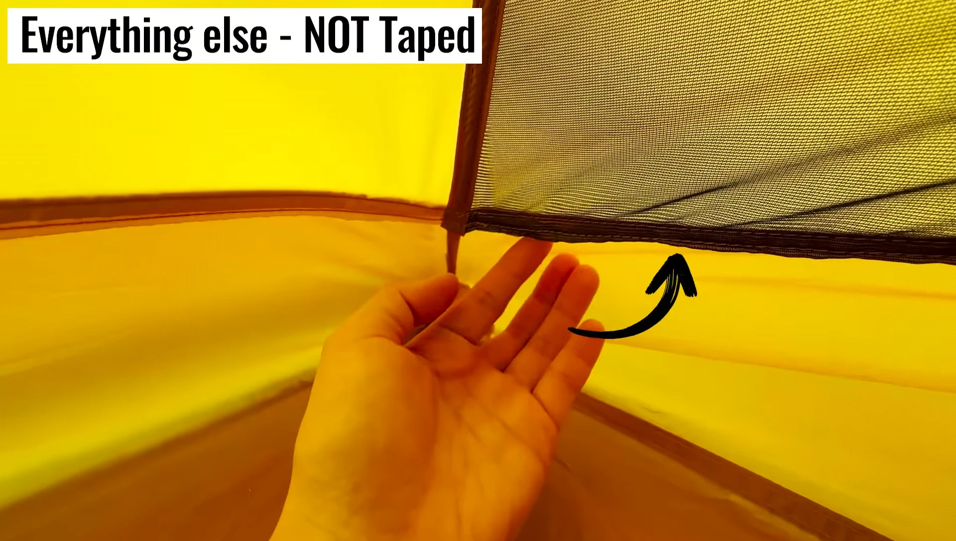 Seam taping on the rainfly