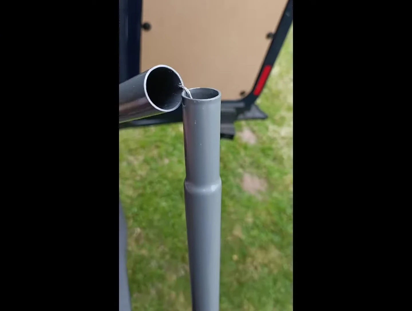 Assembling the tent poles.