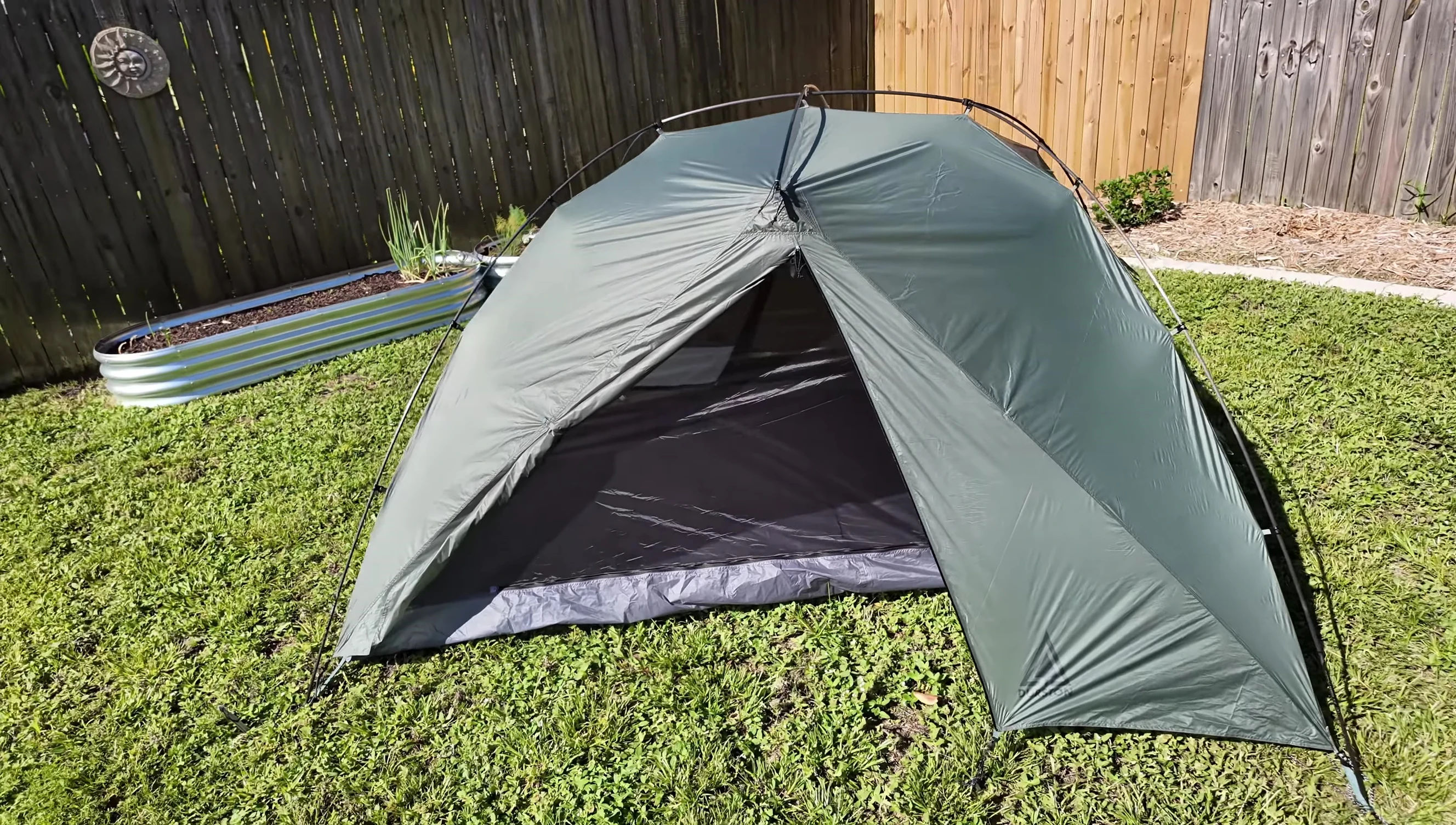 Quick setup demonstration showing the pre-connected fly and inner tent.
