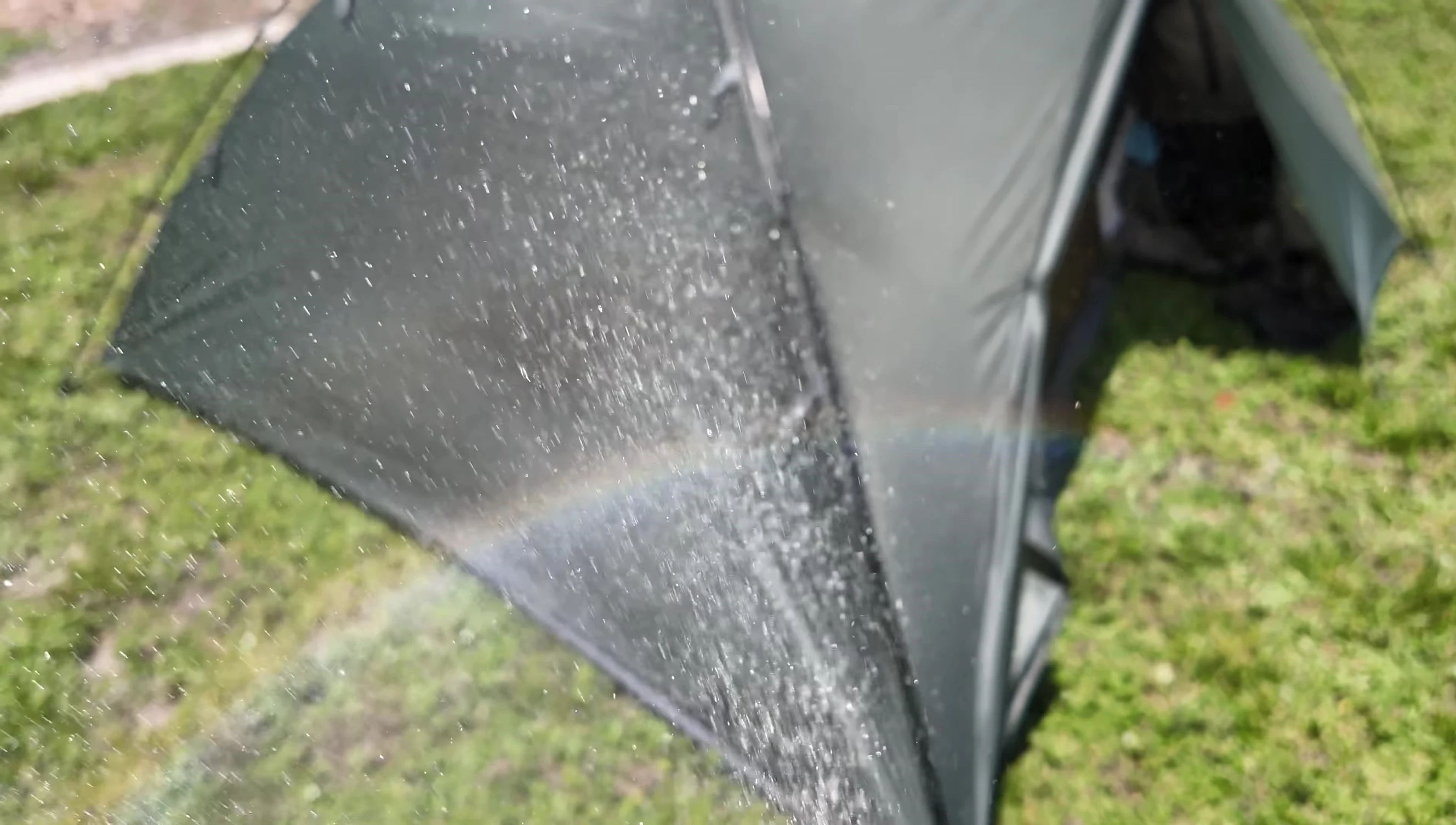 Close-up of the tent fabric showcasing its high-tenacity and water-resistant properties.