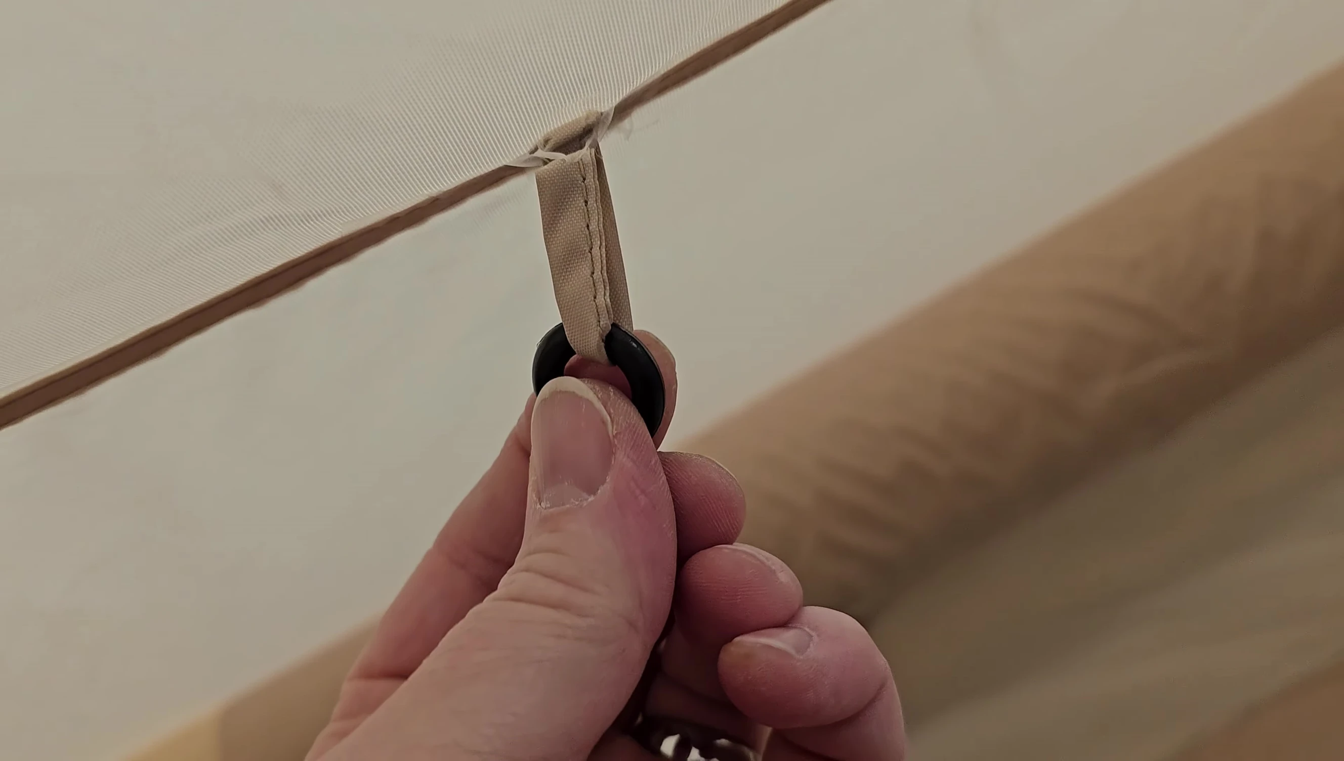Close-up of the toggles and loops.