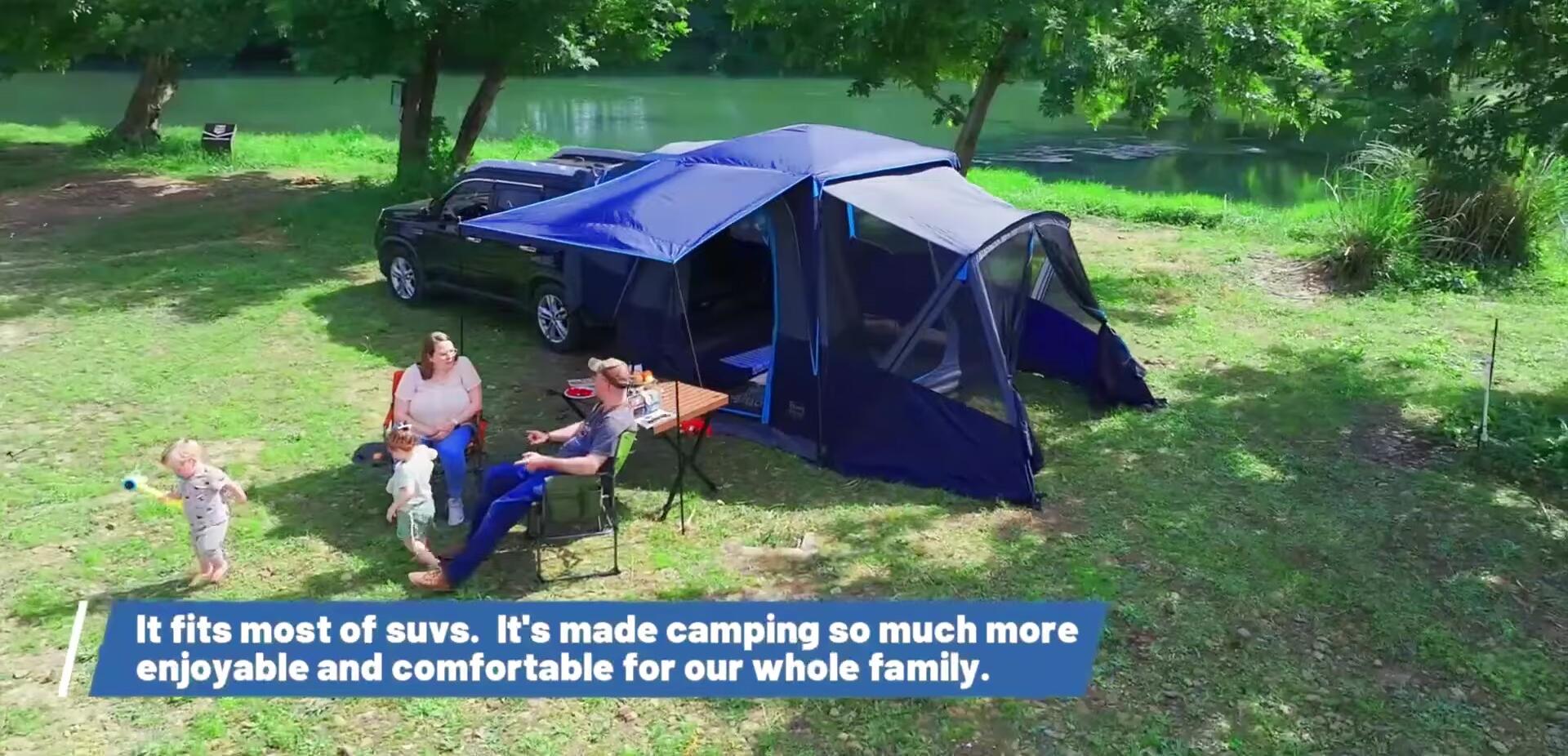 The Timber Ridge tent's attached awning and rainfly