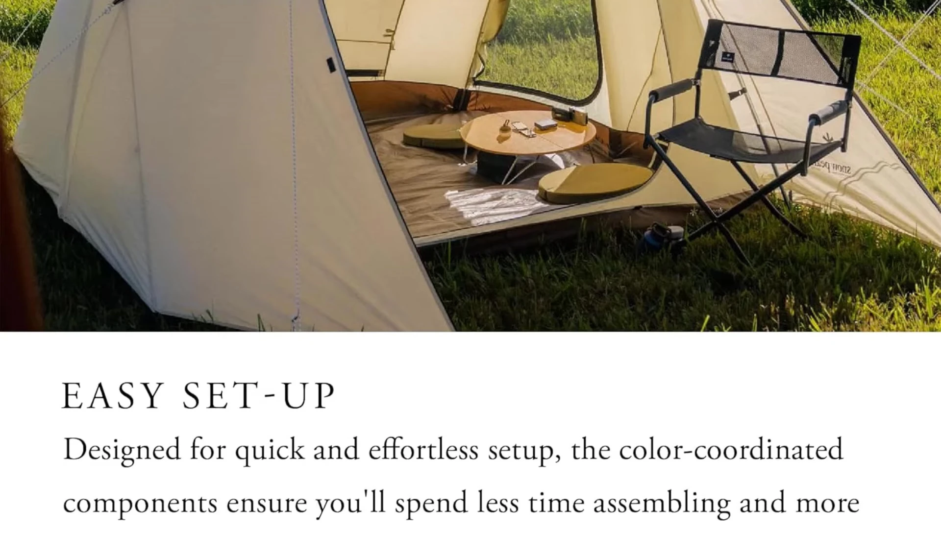 Person standing inside the Snow Peak Alpha Breeze tent
